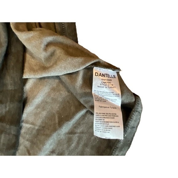 Dantelle T-shirt Top Women's Size L Gray Ruffle Long Sleeve Crew Neck Pullover - Picture 6 of 6